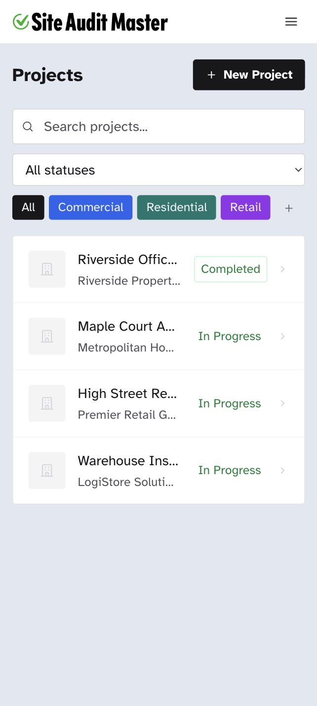 Issue list with filters